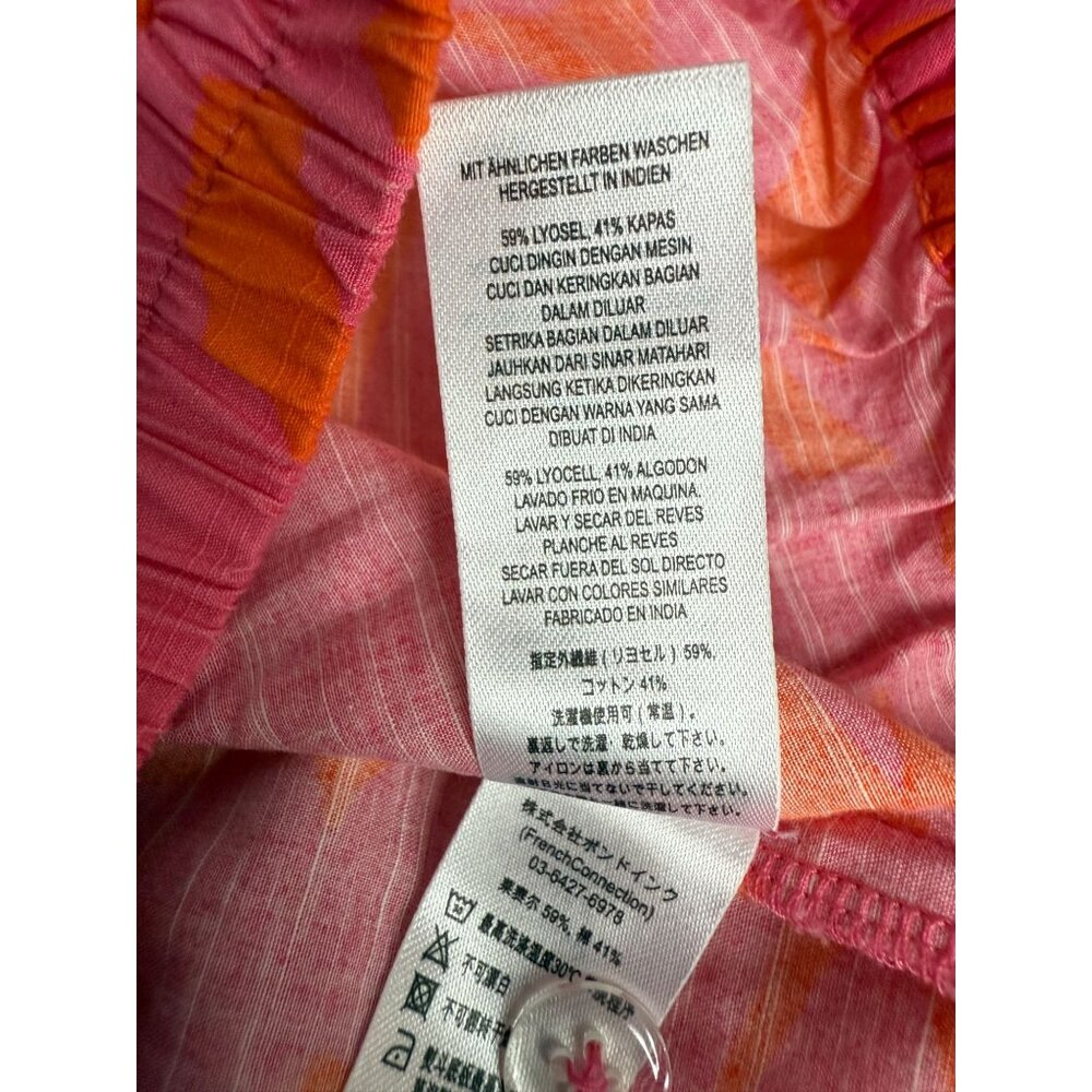 French Connection Womens Bia Alania Shirt Mandarin‎ Orange Pink Size L - Picture 7 of 10